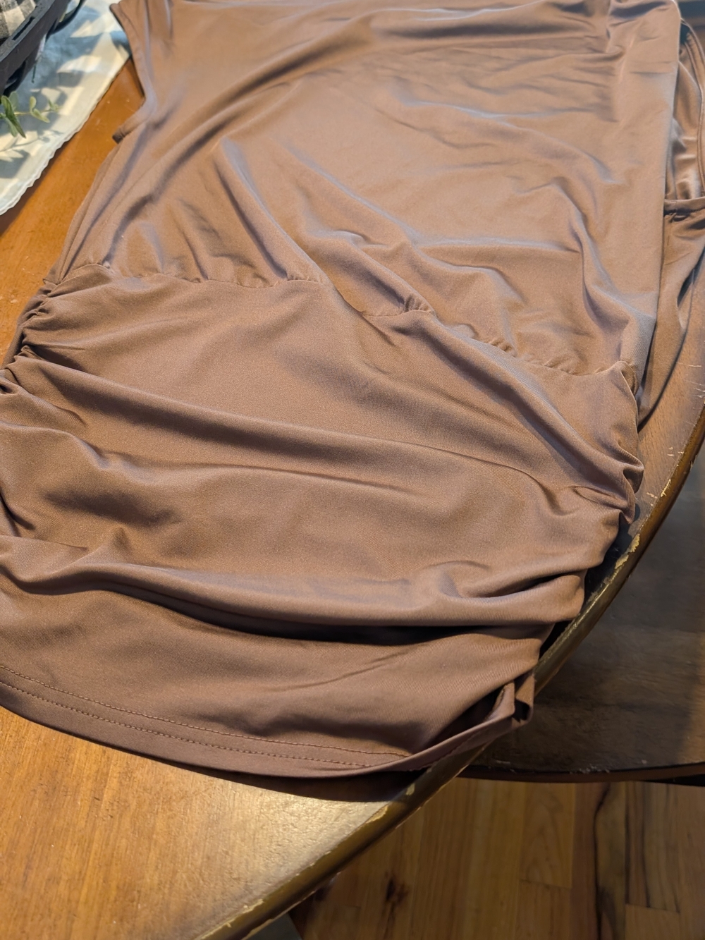 Women’s Ruched Asymmetrical  Brown Top